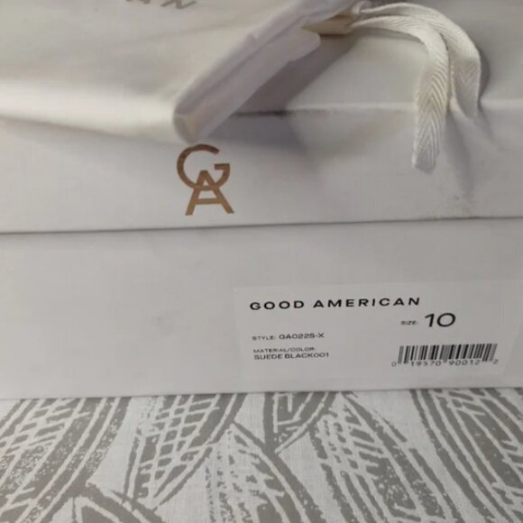 Good American The Standout Square Toe Sandal Black Suede 10 NEW NIB - Picture 8 of 11